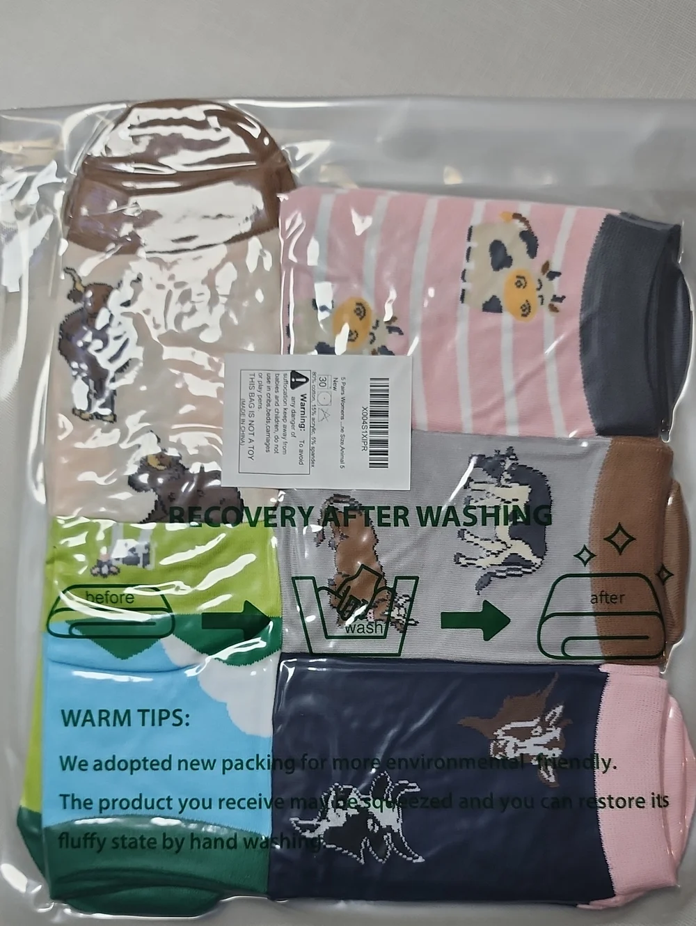 5 pack women's socks with cows.